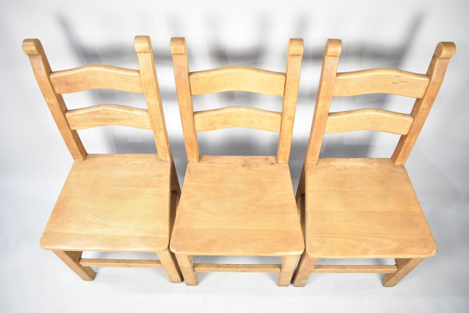 A Set of Three Hardwood Ladder Back Dining Chairs - Image 2 of 2