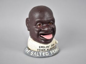 A Reproduction Cold Painted Cast Metal American Novelty Savings Bank, 'The Salted Peanut Man', 16.