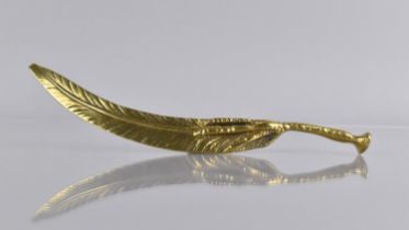 A Gilt Brass Study of Bird Claw and Feather, Perhaps Page Turner of Pipe Tamper, 19cms Long