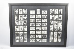 A Framed Set of 60 Monochrome Beatles Cards from A&BC Chewing Gum Ltd, Frame 88x69cm