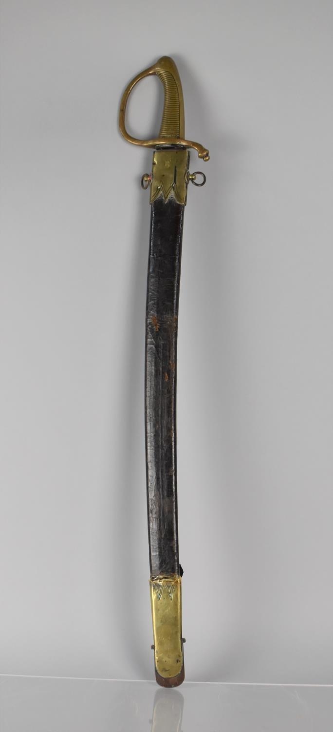 A French 1819 Pattern Briquet Short Sword having Ribbed Brass Grip and Slightly Curved Blade. - Image 3 of 5