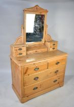 An Edwardian Century Pine Mirror Back Dressing Chest of Two Short and Two Long Drawers, 106x49.
