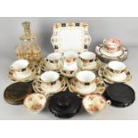 A Collection of Various Items to Comprise Edwardian Staffordshire Tea Set, Glass Tot and Decanter
