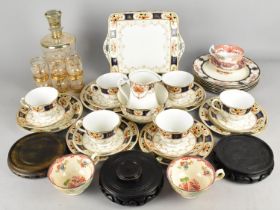 A Collection of Various Items to Comprise Edwardian Staffordshire Tea Set, Glass Tot and Decanter