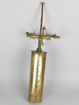 A WWI Trench Art Gong Formed from a 1915 Brass Shell, on Hinged Wall Mounting Bracket with Wooden
