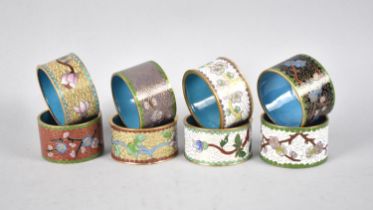 A Collection of Eight Late 20th century Chinese Cloisonne Enamelled Napkin Rings