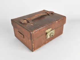 A Late 19th/Early 20th Century Leather Box with Hinged Lid to Fitted interior, Complete with Key,