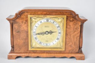 A Mid 20th Century Burr Walnut Cased Mantel Clock by Elliot Inscribed for Nathan & Co, Birmingham,