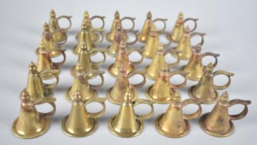 A Collection of 25 Brass Candle Snuffers, 5cms High