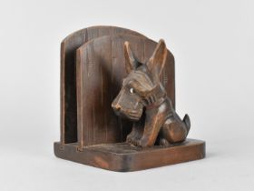 A Mid 20th Century Carved Wooden Letter Rack Decorated with Dog Looking Sheepish, 12cm High