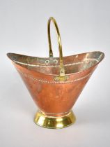 A Modern Copper and Brass Ice Bucket in the Form of a Coal Bucket, 24cm High