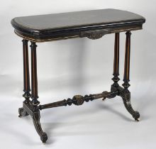A Victorian Aesthetic Ebonised Lift and Twist Games Table with Ivory Stringing, (Submission
