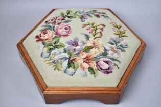 A Late 20th Century Hexagonal Tapestry Topped Footstool, 36cm Diameter
