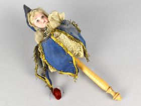 A Late 19th Century Marotte Bisque Shoulder Head Doll with Fixed Blue Eyes, Open Mouth, Teeth and