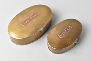 Two Novelty Reproduction Brass Boxes, One Inscribed 'Marijuana' the Other 'Viagra', 11cm Long