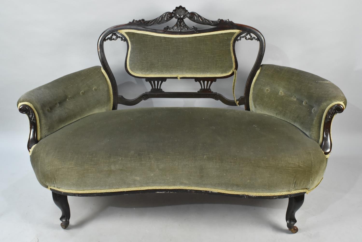 An Edwardian Salon Settee with Upholstered and Serpentine Front, 162cm Wide