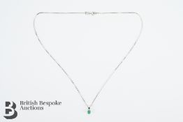 18ct White Gold and Emerald Pendant and Chain