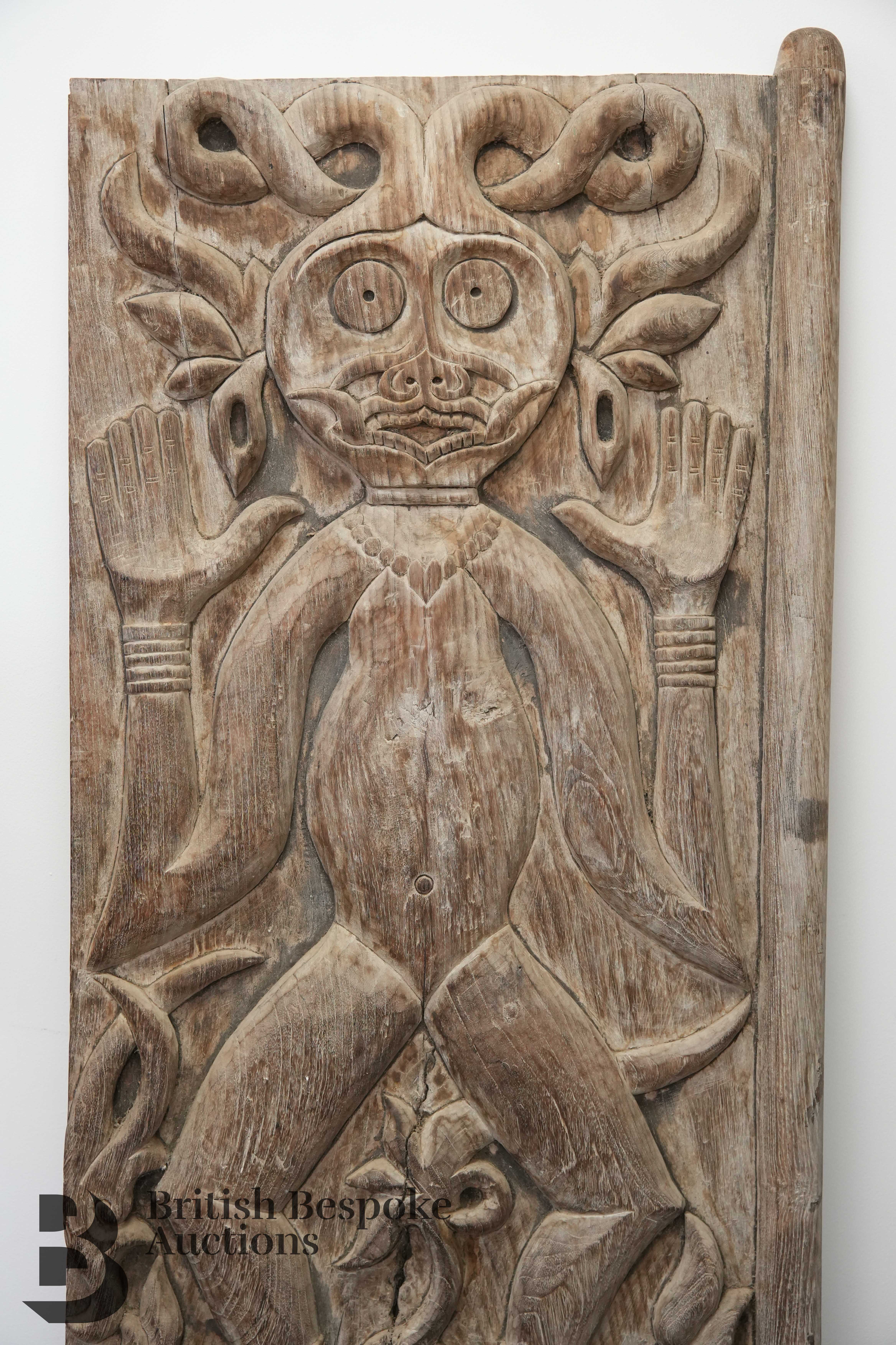 Pair of Carved Anthropomorphic Tribal Shutters - Image 7 of 9