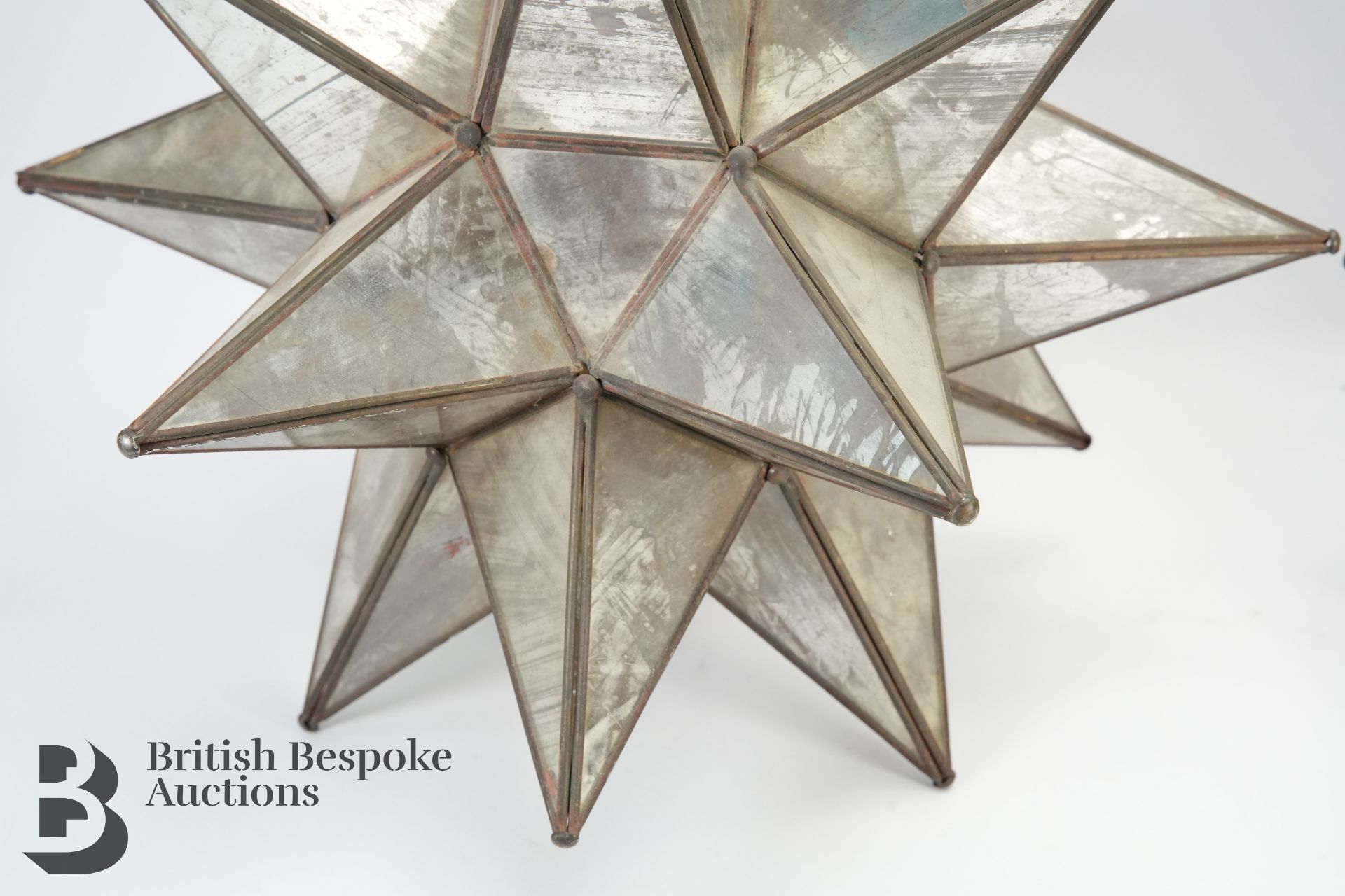 Two Mexican Frosted Glass Star Pendant Lamp Shades - Image 2 of 4