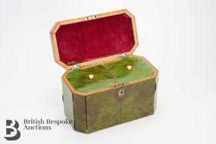 George III Green Tortoiseshell Tea Caddy