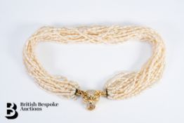 18ct Gold Panther and Seed Pearl Necklace