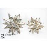Two Mexican Frosted Glass Star Pendant Lamp Shades