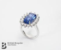 7.2ct Natural Cornflower Blue Ceylonese Sapphire and Diamond Ring