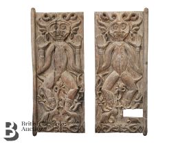 Pair of Carved Anthropomorphic Tribal Shutters