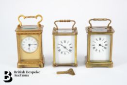 Three Brass Carriage Clocks