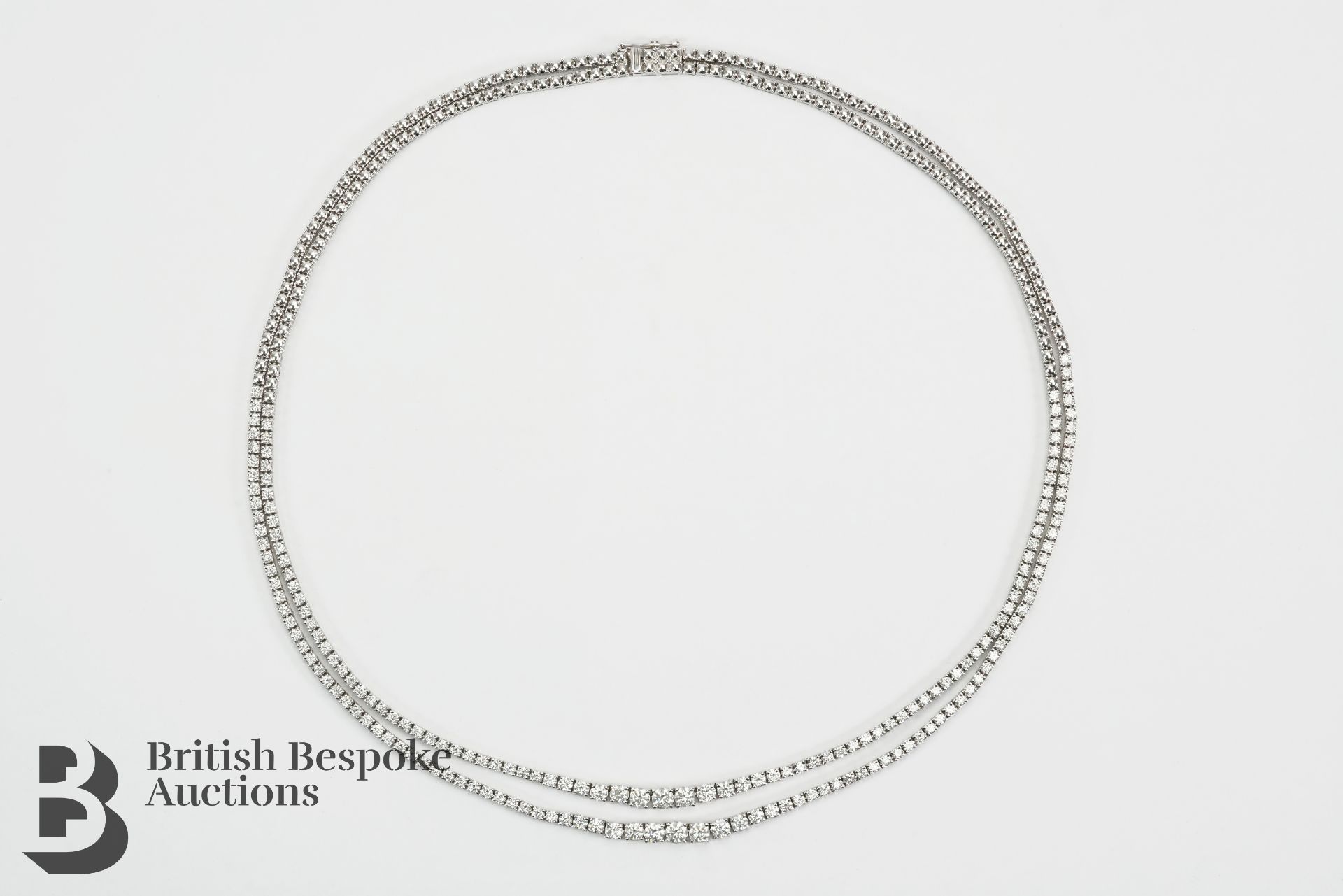18ct White Gold 7.4ct Diamond Double Strand Necklace - Image 4 of 9