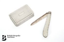 George III Silver Snuff and Victorian Fruit Knife