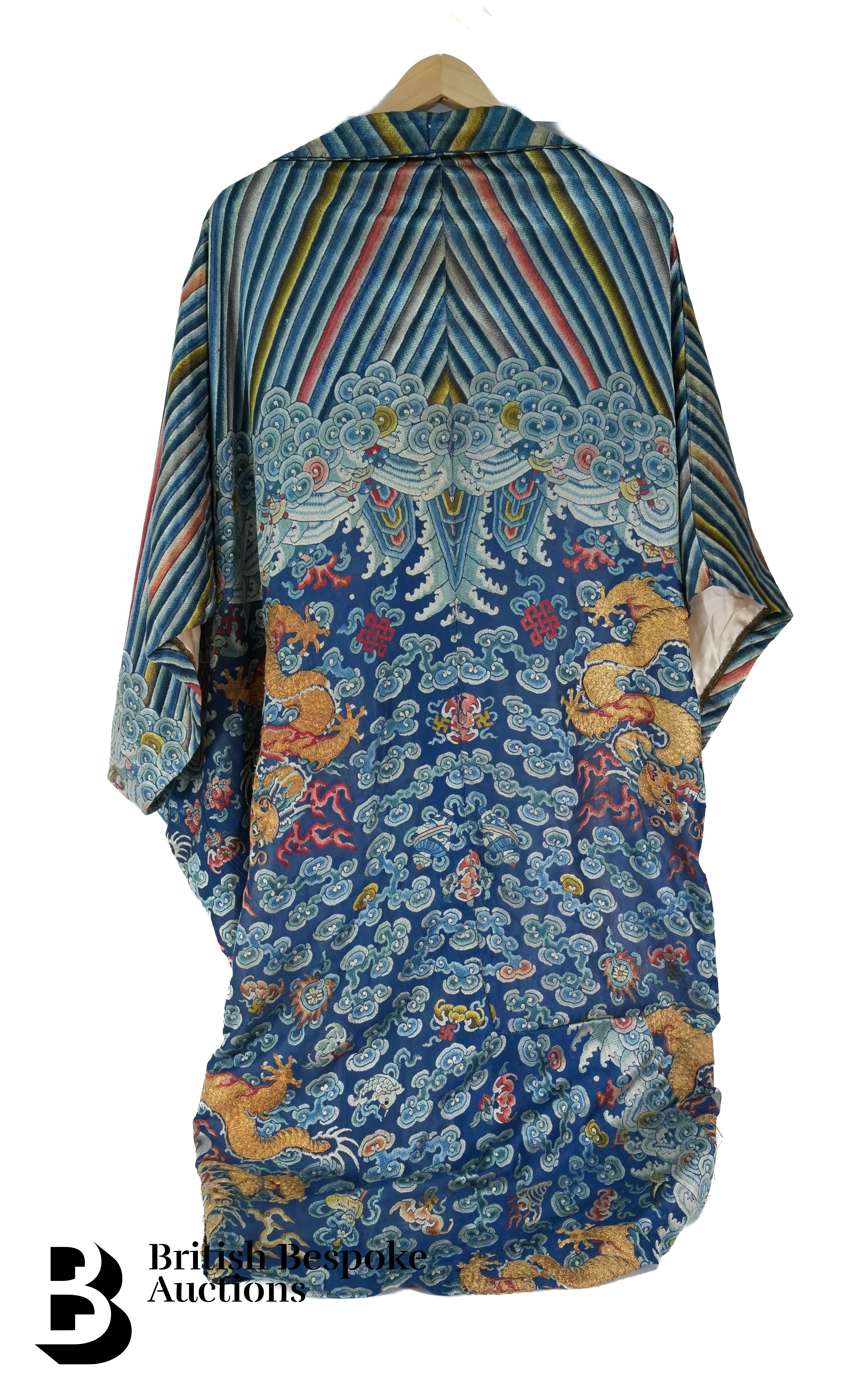 Chinese Imperial Blue Silk Embroidered Cloak - Image 6 of 14