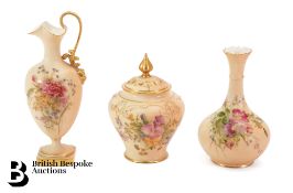 Three Royal Worcester Blush Ware Vases