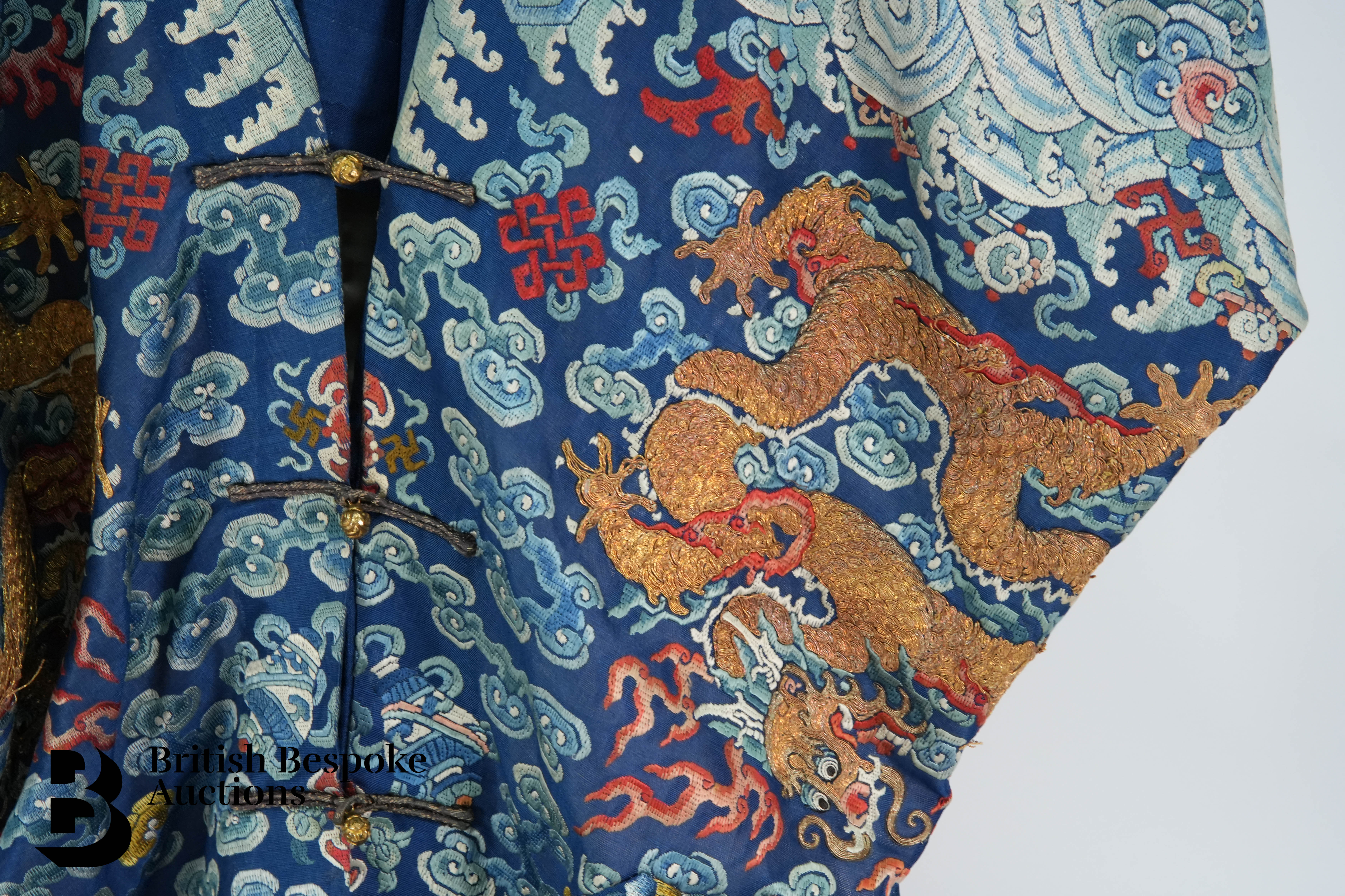 Chinese Imperial Blue Silk Embroidered Cloak - Image 3 of 14