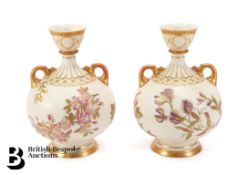 Pair of Royal Worcester Blush Ivory Vases