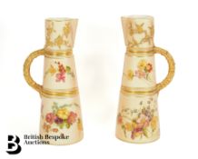 Pair of Royal Worcester Blush Ware Pitchers