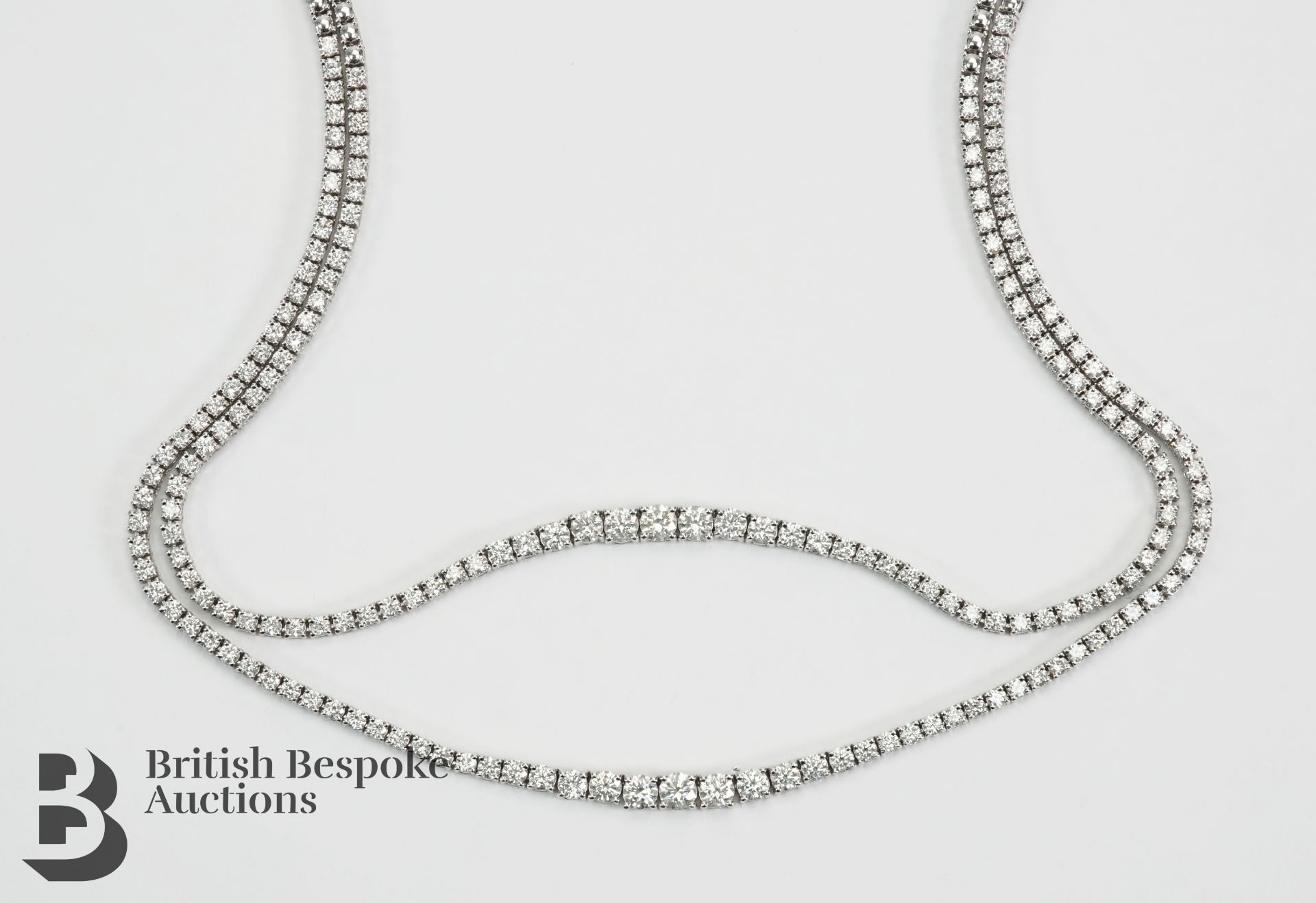 18ct White Gold 7.4ct Diamond Double Strand Necklace - Image 7 of 9