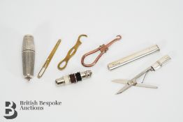 Silver Integrated Thimble, Thread and Needle Holder