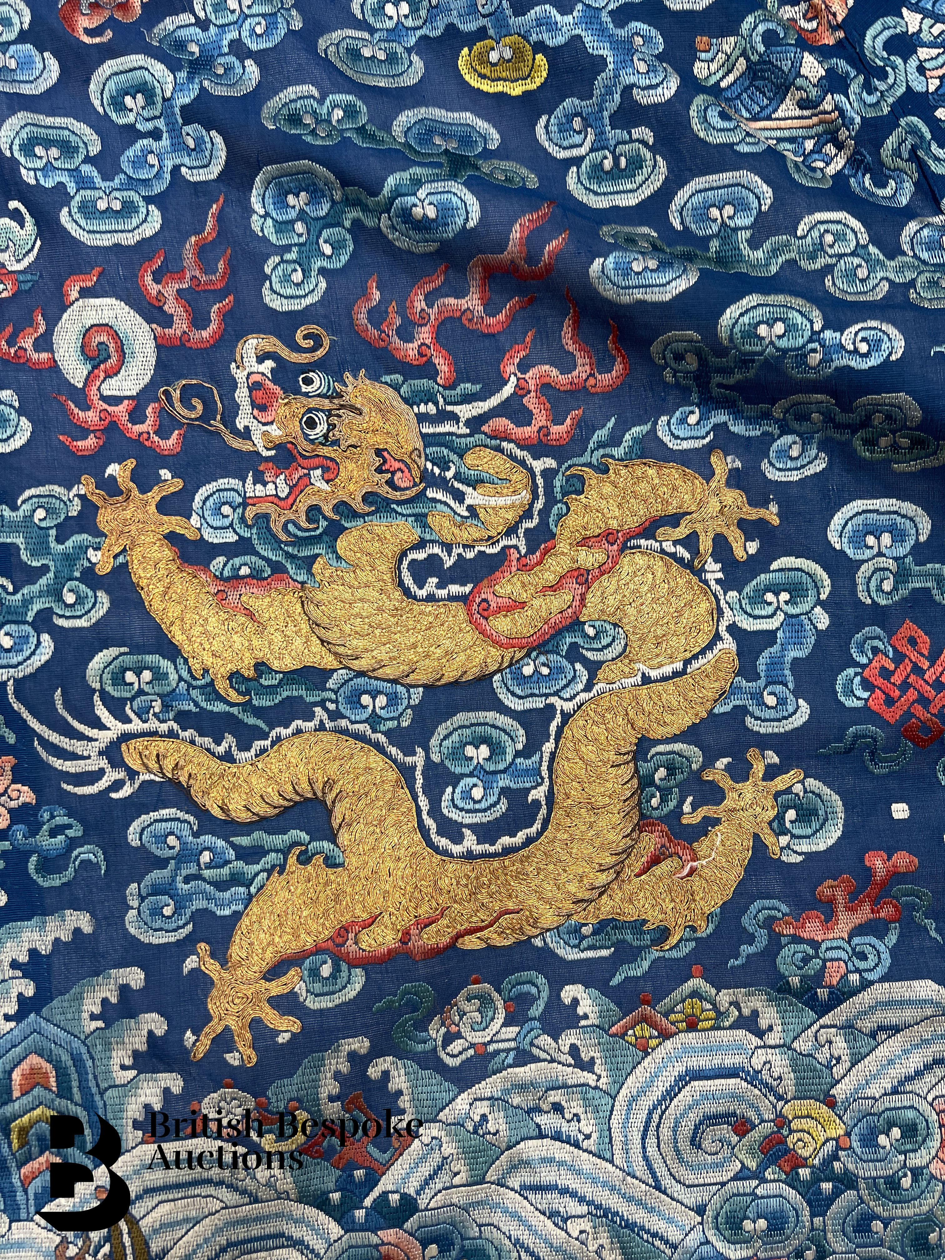 Chinese Imperial Blue Silk Embroidered Cloak - Image 13 of 14