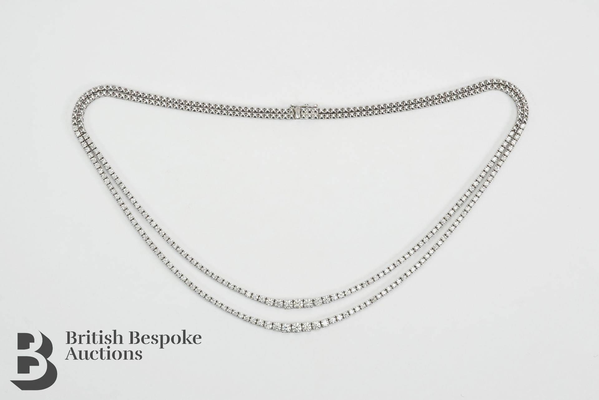 18ct White Gold 7.4ct Diamond Double Strand Necklace - Image 3 of 9