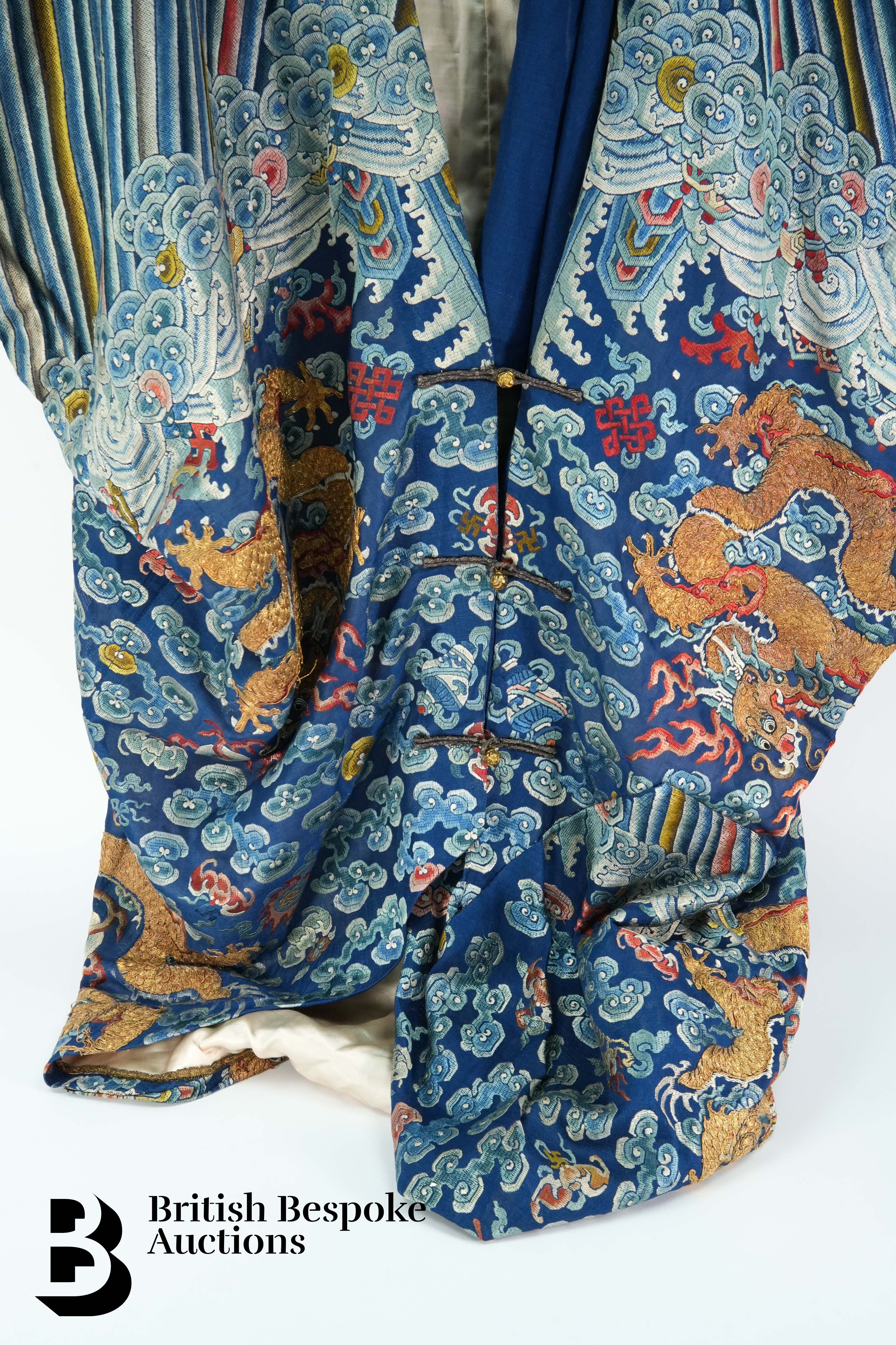Chinese Imperial Blue Silk Embroidered Cloak - Image 2 of 14