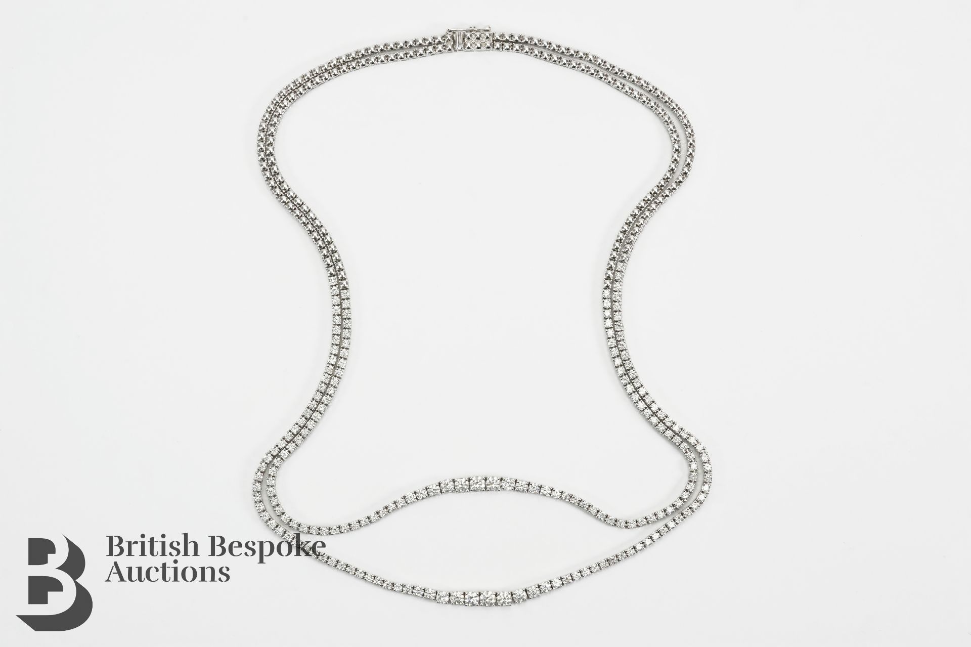 18ct White Gold 7.4ct Diamond Double Strand Necklace - Image 5 of 9