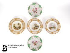 Three Minton Plates with Two Continental Cabinet Plates