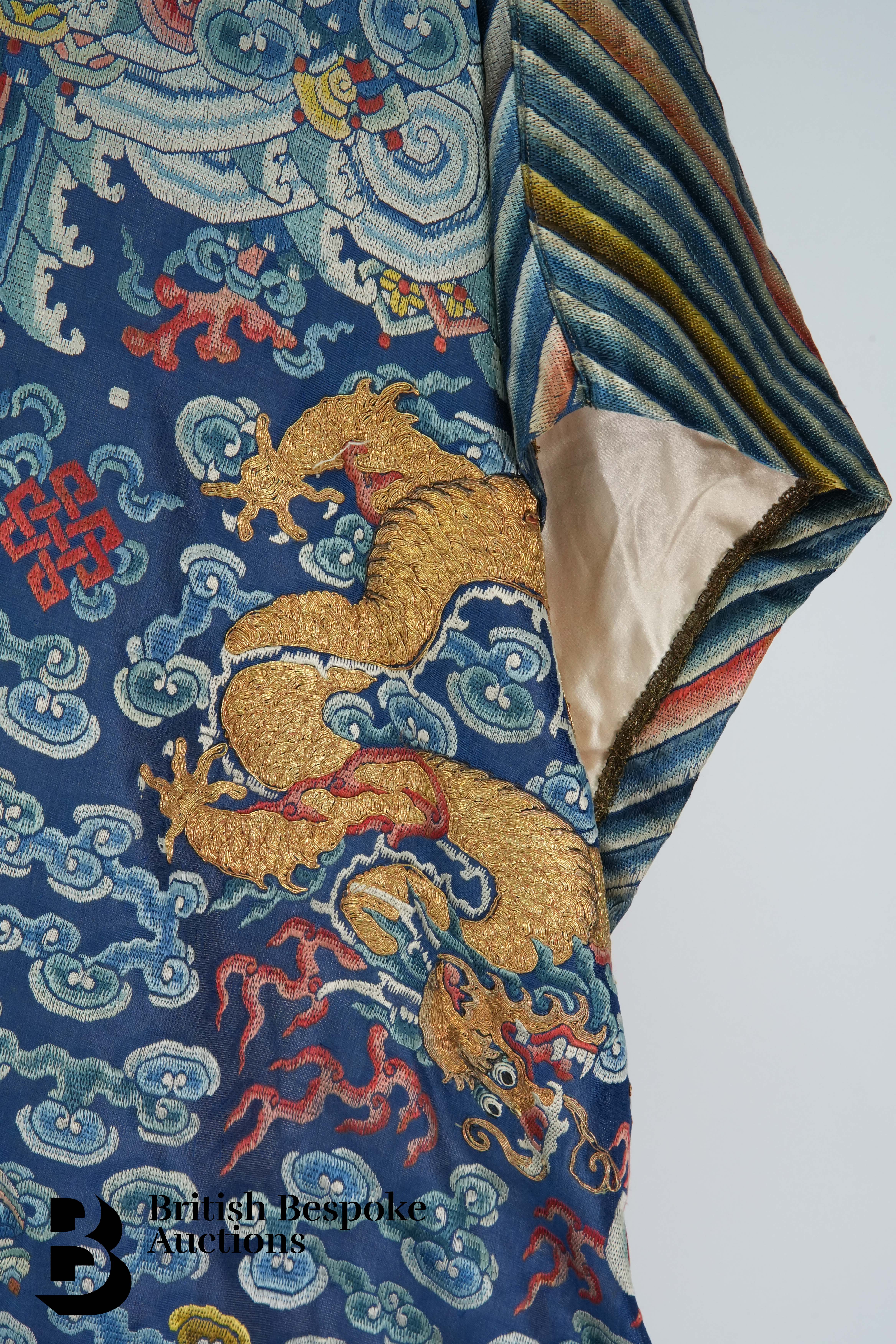 Chinese Imperial Blue Silk Embroidered Cloak - Image 8 of 14