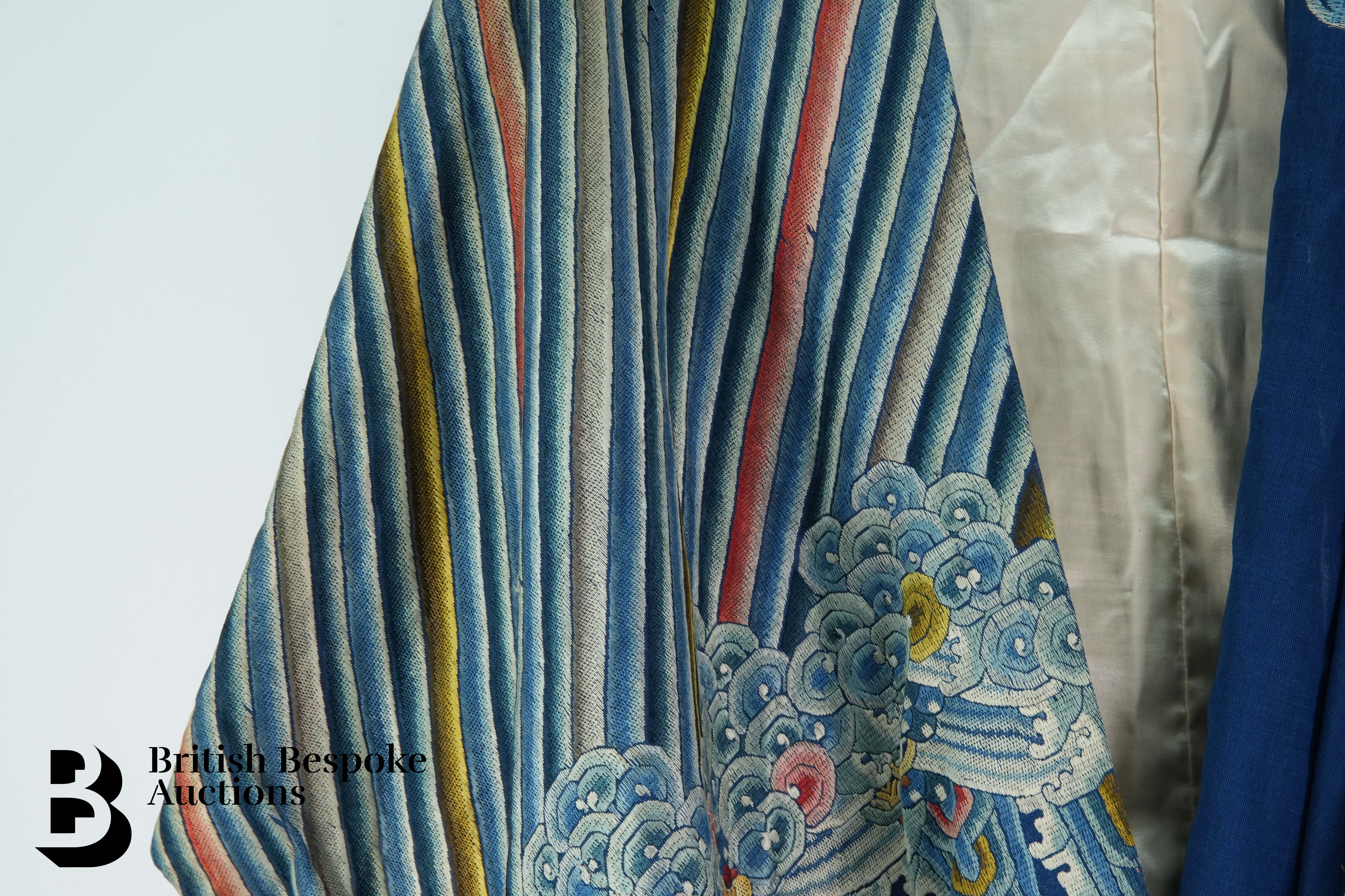 Chinese Imperial Blue Silk Embroidered Cloak - Image 5 of 14