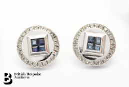 Pair of 14ct White Gold Diamond and Sapphire Earrings