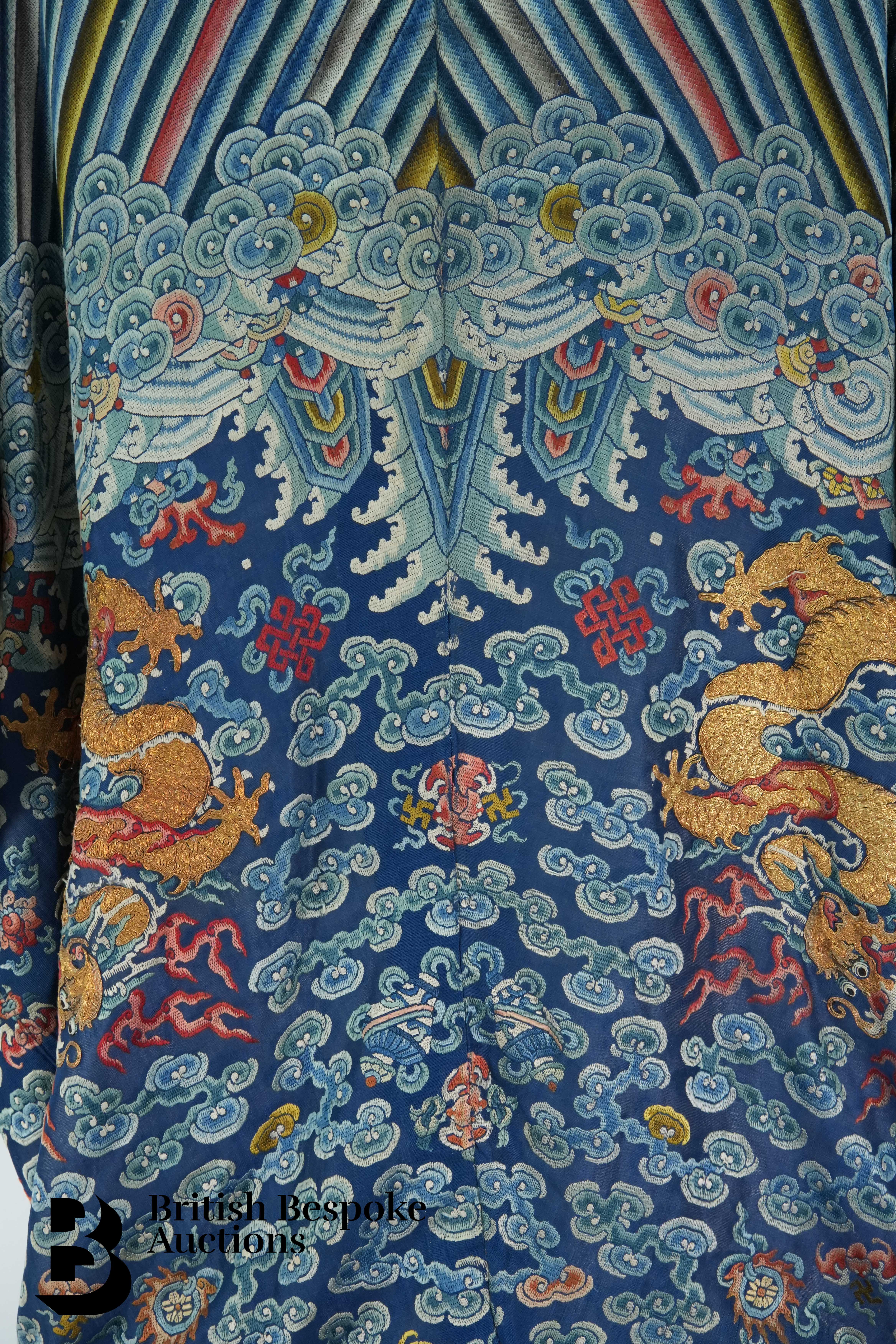 Chinese Imperial Blue Silk Embroidered Cloak - Image 7 of 14