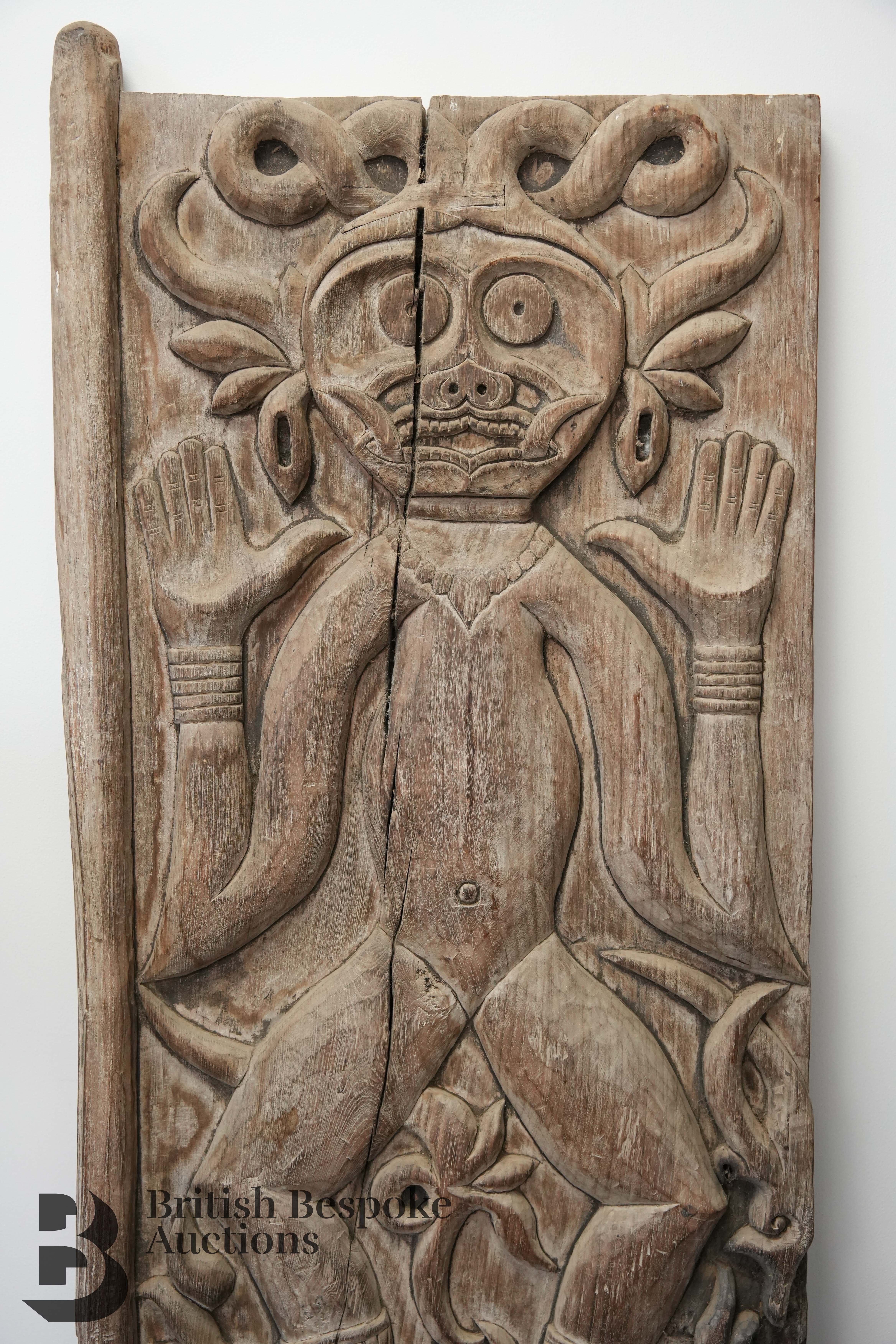 Pair of Carved Anthropomorphic Tribal Shutters - Image 3 of 9