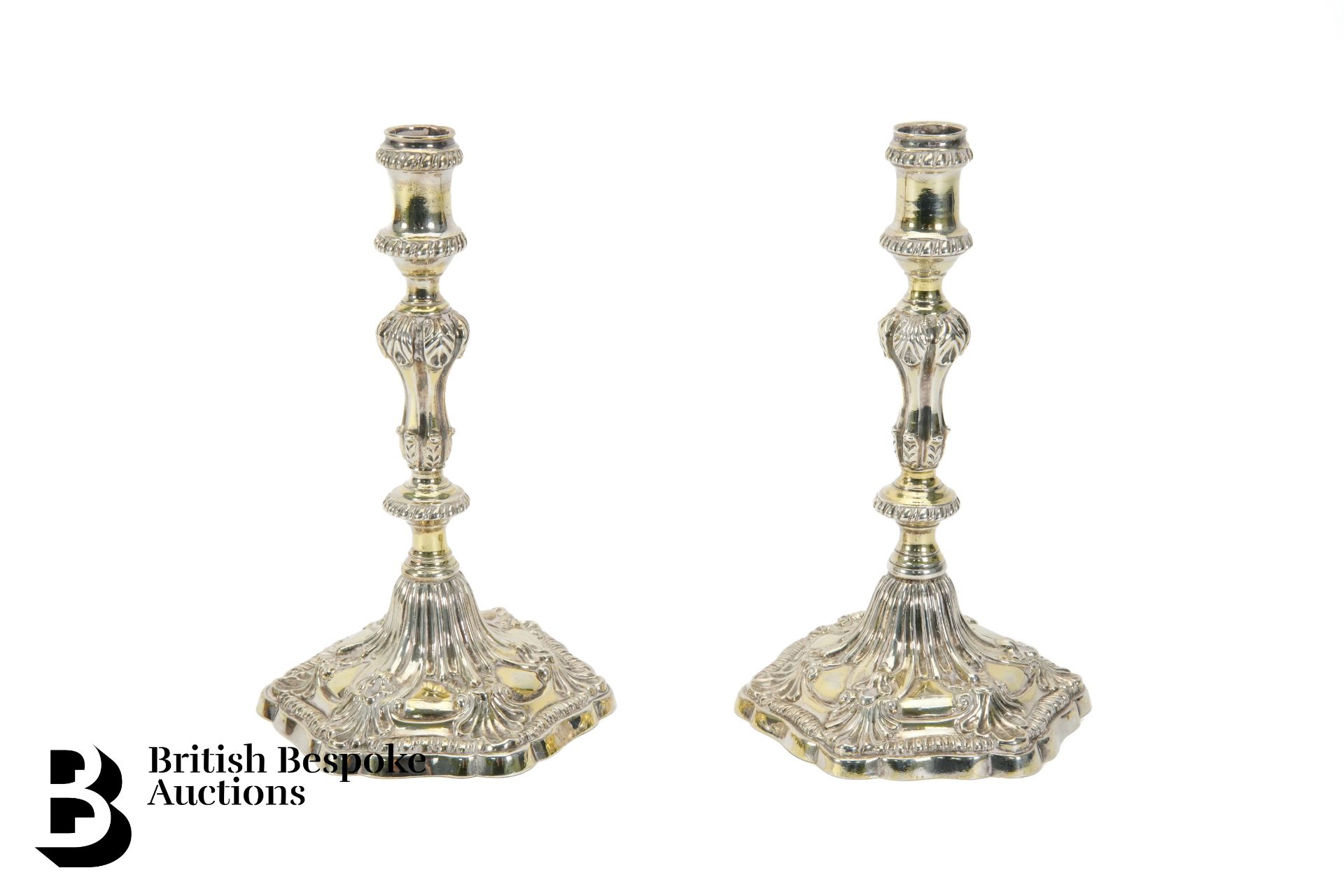 Near Pair of Silver Miniature Candlesticks