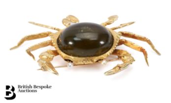 Chinese 14/15ct Yellow Gold Crab Brooch
